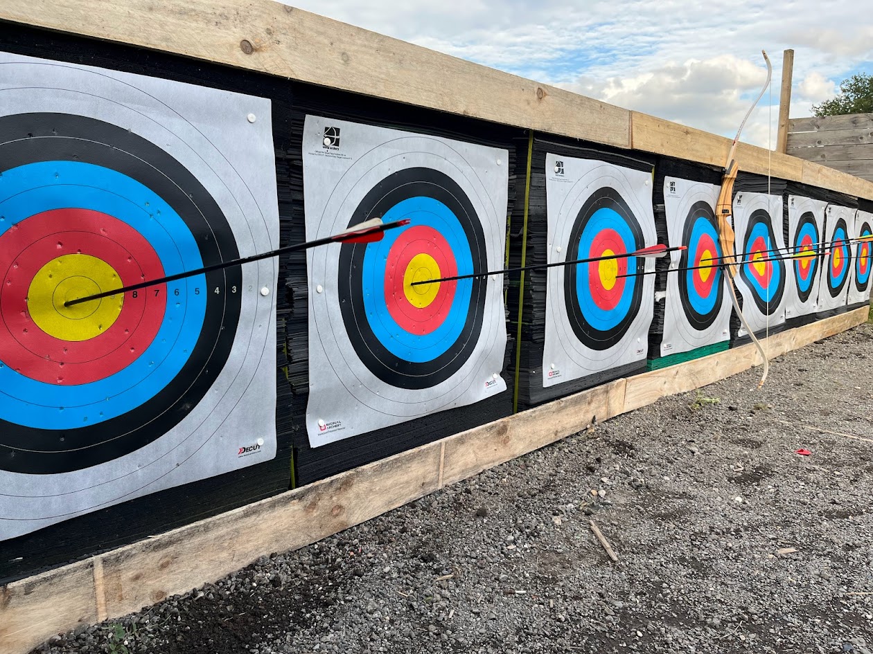 Archery targets at Yorkshire Activity Centre outdoor range