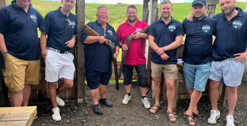 Stag party group with staff